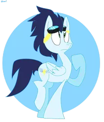 Size: 1024x1197 | Tagged: artist:dizzee-toaster, backwards cutie mark, derpibooru import, old cutie mark, safe, simple background, soarin', solo, transparent background