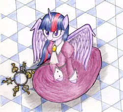 Size: 792x718 | Tagged: safe, artist:unousaya, derpibooru import, twilight sparkle, twilight sparkle (alicorn), alicorn, pony, clothes, dress, female, mare, solo, traditional art