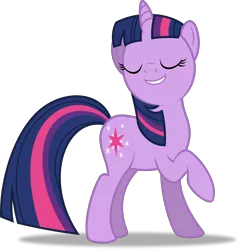 Size: 5000x5216 | Tagged: safe, artist:soren-the-owl, derpibooru import, twilight sparkle, pony, unicorn, it's about time, absurd resolution, eyes closed, female, grin, mare, pose, raised hoof, simple background, smiling, solo, transparent background, unicorn twilight, vector
