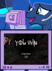 Size: 563x769 | Tagged: crying, derpibooru import, exploitable meme, gamer luna, markiplier, meme, miracle, obligatory pony, princess luna, safe, tears of joy, tv meme, vanish (horror game), youtube link