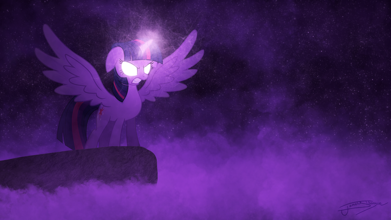 Size: 1920x1080 | Tagged: safe, artist:jamey4, artist:kysss90, derpibooru import, twilight sparkle, twilight sparkle (alicorn), alicorn, pony, female, glowing eyes, mare, solo, vector, wallpaper