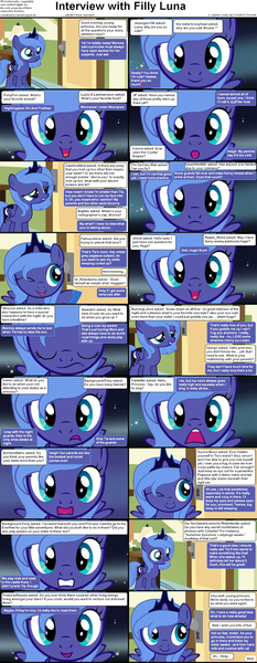 Size: 621x1600 | Tagged: safe, derpibooru import, princess luna, alicorn, pony, comic:celestia's servant interview, cute, female, filly, foal, s1 luna, solo, woona, younger