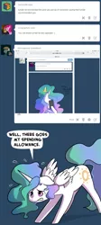 Size: 700x1562 | Tagged: artist:fauxsquared, ask, derpibooru import, princess celestia, safe, solo, trixie is magic, tumblr, tumblr:it's always sunny in canterlot