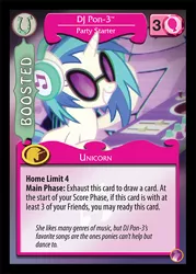 Size: 372x519 | Tagged: ccg, derpibooru import, enterplay, grin, looking at you, merchandise, mlp trading card game, rock 'n rave, safe, smiling, solo, vinyl scratch