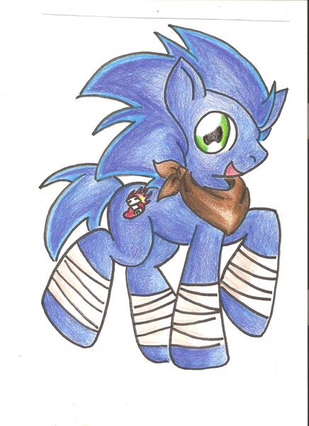 Size: 1700x2338 | Tagged: safe, artist:darkhorse888, derpibooru import, ponified, pony, solo, sonic boom, sonic the hedgehog, sonic the hedgehog (series), traditional art