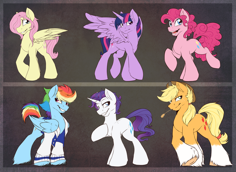 Size: 2457x1793 | Tagged: alicorn, applejack, applejack (male), artist:rainbowscreen, bubble berry, butterscotch, dead source, derpibooru import, dusk shine, elusive, fluttershy, mane six, pinkie pie, rainbow blitz, rainbow dash, rarity, rule 63, safe, twilight sparkle, twilight sparkle (alicorn), unshorn fetlocks