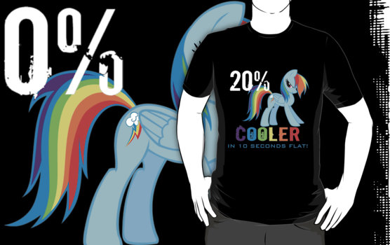 Size: 556x350 | Tagged: 10 seconds flat, 20% cooler, artist:kidomaga, clothes, derpibooru import, merchandise, rainbow dash, redbubble, safe, shirt, solo, text