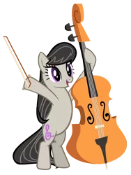 Size: 3744x4973 | Tagged: artist:cultleaderfluttershy, bipedal, bow (instrument), cello, cello bow, derpibooru import, musical instrument, octavia melody, safe, simple background, solo, transparent background, vector, waving