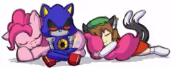 Size: 547x222 | Tagged: safe, artist:azuroru, derpibooru import, pinkie pie, chen, crossover, gift art, image, jpeg, metal sonic, sleeping, sonic the hedgehog, sonic the hedgehog (series), touhou