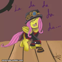 Size: 800x800 | Tagged: 30 minute art challenge, artist:xenstroke, derpibooru import, fluttershy, rabbit (steam powered giraffe), safe, solo, steam powered giraffe