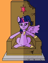 Size: 600x800 | Tagged: safe, artist:blondenobody, derpibooru import, twilight sparkle, twilight sparkle (alicorn), alicorn, pony, duality, female, immortality, immortality blues, mare, solo, throne