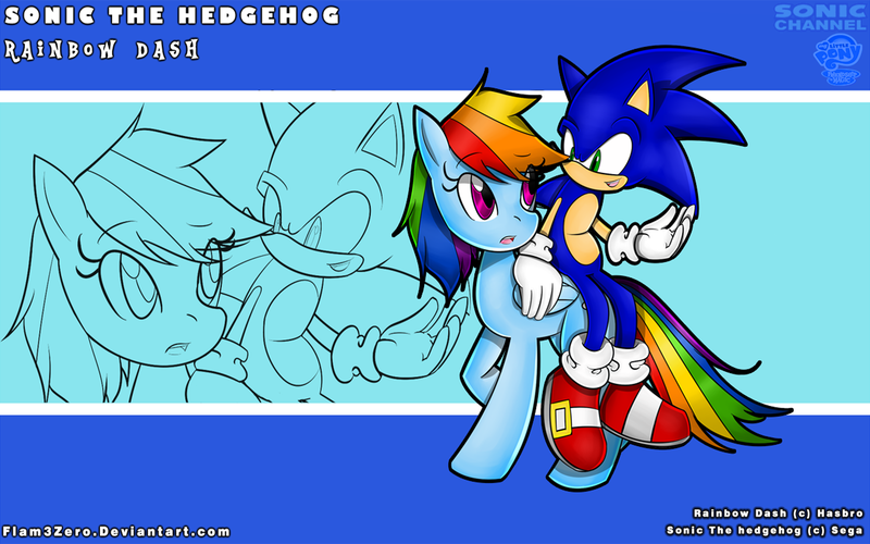 Size: 1920x1200 | Tagged: artist:flam3zero, crossover, derpibooru import, rainbow dash, riding, safe, sonic the hedgehog, sonic the hedgehog (series), style emulation, wallpaper, yuji uekawa style