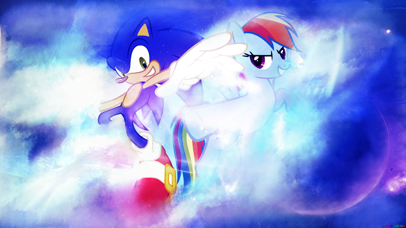 Size: 1920x1080 | Tagged: artist:colorfulbrony, artist:geonine, crossover, derpibooru import, rainbow dash, safe, sonic the hedgehog, sonic the hedgehog (series), vector, wallpaper