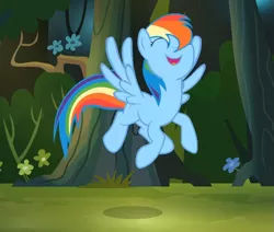 Size: 811x689 | Tagged: cute, daring don't, derpibooru import, flying, jumping, rainbow dash, safe, screencap, silly, solo