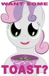 Size: 2307x3587 | Tagged: artist:scyphi, bread, cooking, cute, derpibooru import, diasweetes, food, liquid toast, safe, solo, sweetie belle, sweetie belle can't cook, sweetie fail, toast