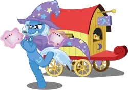 Size: 3246x2279 | Tagged: safe, artist:t-3000, derpibooru import, trixie, pony, arrested development, bipedal, magic, simple background, solo, transparent background, trixie's wagon, vector