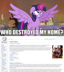 Size: 1280x1440 | Tagged: safe, derpibooru import, twilight sparkle, twilight sparkle (alicorn), alicorn, pony, exploitable meme, female, mare, meme, obligatory pony, they might be giants, who destroyed twilight's home, wikipedia