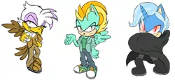 Size: 1024x472 | Tagged: dead source, safe, artist:atomiclance, derpibooru import, gilda, lightning dust, trixie, gryphon, crossover, sonic the hedgehog (series), style emulation