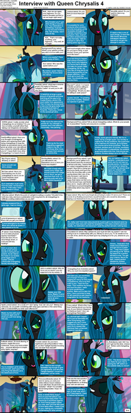 Size: 1282x4018 | Tagged: caption, changeling, changeling queen, comic, comic:celestia's servant interview, cs captions, derpibooru import, female, interview, queen chrysalis, safe, solo