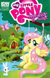 Size: 900x1402 | Tagged: advertisement, angel bunny, artist:marybellamy, comic, cover, derpibooru import, fluttershy, fluttershy's cottage, idw, idw advertisement, safe, solo, spoiler:comic, swing