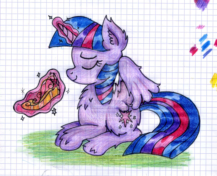 Size: 1024x832 | Tagged: safe, artist:zoevulpez, derpibooru import, twilight sparkle, twilight sparkle (alicorn), alicorn, pony, element of magic, female, mare, solo, traditional art