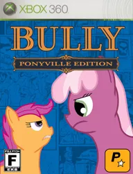 Size: 783x1021 | Tagged: bully, bully (video game), cheerilee, derpibooru import, parody, ponyville, safe, scootaloo, xbox 360