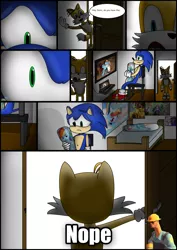 Size: 2029x2873 | Tagged: artist:sonikkudrawings, caught, comic, crossover, derpibooru import, engineer, exploitable meme, fanfic:my little dashie, long neck, meme, miles "tails" prower, nope, nope.avi, poker face, rainbow dash, room, safe, sonic the hedgehog, sonic the hedgehog (series), :t, team fortress 2