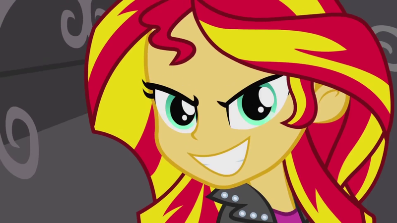 Size: 1920x1080 | Tagged: safe, derpibooru import, screencap, sunset shimmer, human, equestria girls, >:d, evil grin, g4, grin, happy, image, png, smiling, smirk, solo