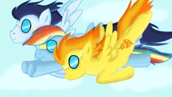 Size: 1600x900 | Tagged: artist:jbond, derpibooru import, rainbow dash, safe, soarin', spitfire, wonderbolts