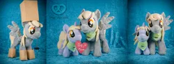 Size: 6502x2403 | Tagged: safe, artist:pheiplushies, derpibooru import, derpy hooves, dinky hooves, pegasus, pony, bandana, clothes, costume, cute, equestria's best daughter, equestria's best mother, female, heart, irl, mare, mouth hold, nightmare night, nightmare night costume, paper bag, paper bag wizard, photo, plug, plushie