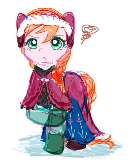 Size: 417x522 | Tagged: safe, artist:c-minded, derpibooru import, ponified, pony, anna, disney, frozen (movie), pixiv, solo