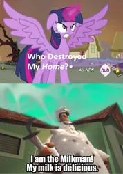 Size: 427x600 | Tagged: safe, derpibooru import, twilight sparkle, twilight sparkle (alicorn), alicorn, pony, exploitable meme, female, mare, meme, obligatory pony, psychonauts, the milkman, who destroyed twilight's home