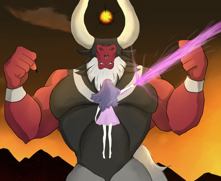 Size: 1139x932 | Tagged: alicorn, artist:239asd, derpibooru import, human, humanized, lord tirek, magic, safe, sword, sword art online, twilight sparkle, twilight sparkle (alicorn), twilight vs tirek, weapon