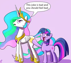 Size: 900x800 | Tagged: safe, artist:paradigmpizza, deleted from derpibooru, derpibooru import, princess celestia, twilight sparkle, alicorn, pony, unicorn, awesome face, butt, butt touch, celestia is not amused, don't call me sunbutt, female, frown, futurama, hoof on butt, mare, open mouth, poking, smiling, sunbutt, toylestia, trollight sparkle, unamused, varying degrees of amusement
