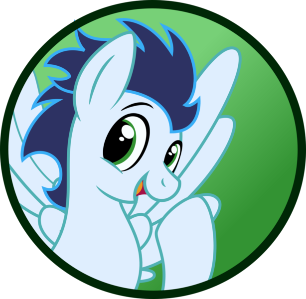 Size: 1024x1001 | Tagged: artist:koonzypony, button, derpibooru import, happy, safe, soarin'