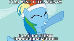 Size: 1280x720 | Tagged: call of the cutie, caption, derpibooru import, dragon ball z, headband, image macro, meme, motivational speech, piccolo (dbz), pumped, quote, rainbow dash, safe, screencap, solo, text