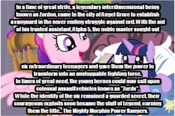 Size: 400x266 | Tagged: safe, deleted from derpibooru, derpibooru import, princess cadance, twilight sparkle, alicorn, pony, unicorn, bedtime story, book, cadance's bedtime stories, caption, duo, exploitable meme, image macro, looking up, meme, mighty morphin power rangers, mighty morphin power rangers the movie, power rangers, text, younger