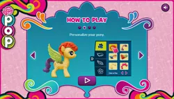 Size: 960x549 | Tagged: derpibooru import, fluttershy, game, my little pony pop!, official, rarity, safe, solo, sprue pony, toy, wings