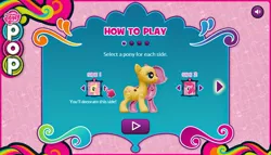 Size: 960x549 | Tagged: derpibooru import, fluttershy, game, my little pony logo, my little pony pop!, official, pinkie pie, recolor, safe, sprue pony, toy