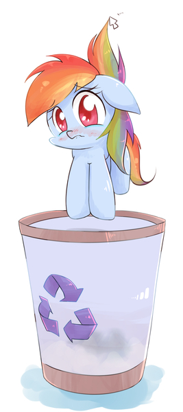 Size: 1200x2700 | Tagged: safe, artist:joycall6, derpibooru import, rainbow dash, abuse, blushing, crying, cursor, cute, dashabetes, dashabuse, how could you do such a horrible thing?, looking at you, recycle bin, sad, simple background, solo