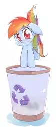 Size: 1200x2700 | Tagged: safe, artist:joycall6, derpibooru import, rainbow dash, abuse, blushing, crying, cursor, cute, dashabetes, dashabuse, how could you do such a horrible thing?, looking at you, recycle bin, sad, simple background, solo