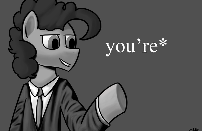 Size: 899x585 | Tagged: artist:mang, cheese sandwich, derpibooru import, grammar, mandatory fun, monochrome, safe, solo, weird al yankovic, word crimes, you're