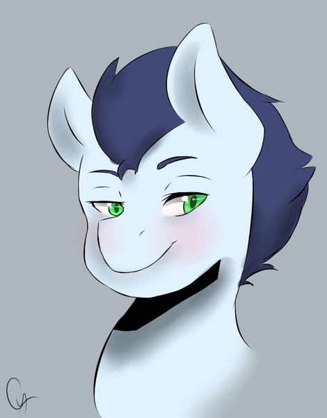 Size: 769x981 | Tagged: artist:cyborgpony, blushing, derpibooru import, safe, soarin', solo