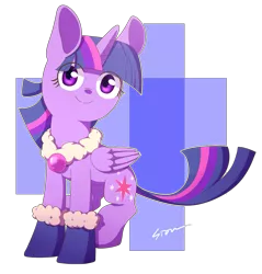 Size: 1325x1388 | Tagged: safe, artist:sion, derpibooru import, twilight sparkle, twilight sparkle (alicorn), alicorn, pony, boots, clothes, female, mare, scarf, shoes, sitting, smiling, solo