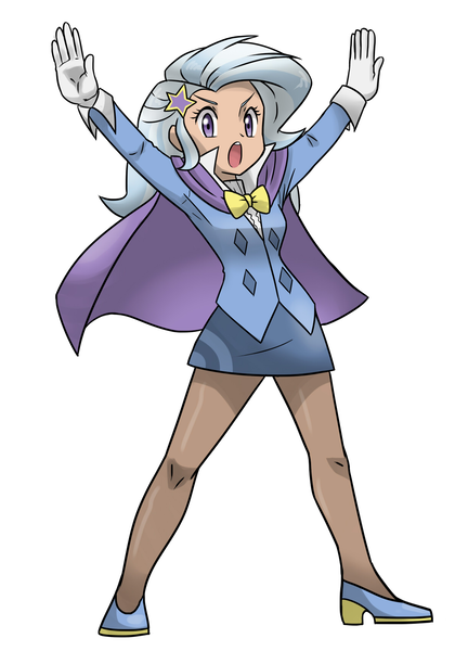 Size: 1192x1703 | Tagged: artist:kianamai, bowtie, cape, clothes, cropped, crossover, derpibooru import, gloves, human, humanized, pantyhose, pokémon, safe, skirt, trixie