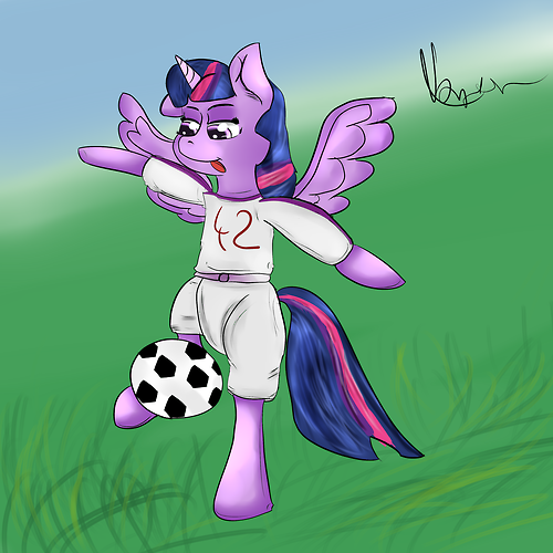 Size: 500x500 | Tagged: safe, artist:varien, derpibooru import, twilight sparkle, twilight sparkle (alicorn), alicorn, pony, female, football, mare, solo, sports