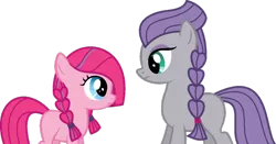 Size: 1024x535 | Tagged: alternate hairstyle, anna, artist:archerinblue, braid, crossover, derpibooru import, elsa, eye contact, frown, frozen (movie), looking at each other, maud pie, pinkie pie, safe, simple background, transparent background, vector
