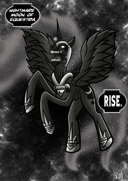 Size: 827x1169 | Tagged: artist:darklamprey, black lantern, black lantern corps, crossover, dc comics, derpibooru import, green lantern (comic), nightmare moon, semi-grimdark, solo, space, spread wings, wings