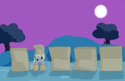 Size: 1271x827 | Tagged: safe, artist:qaxis, derpibooru import, derpy hooves, rarity, pegasus, pony, clothes, costume, female, mare, nightmare night costume, paper bag, paper bag wizard, solo, where's waldo