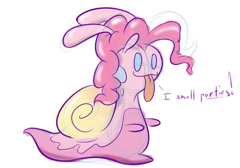 Size: 1000x700 | Tagged: safe, artist:heir-of-rick, derpibooru import, pinkie pie, original species, sliggoo, snail, snail pony, :3, :p, crossover, female, pokefied, pokémon, pokémon x and y, simple background, smiling, solo, species swap, tongue out, white background